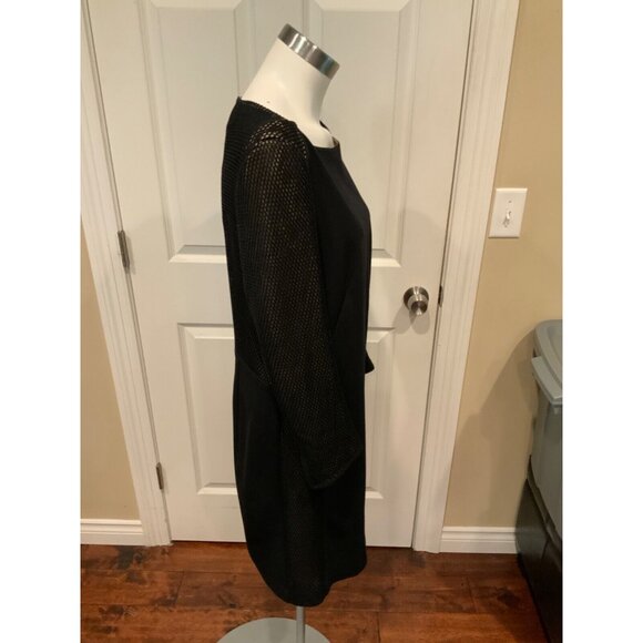 Akris Punto Black Long Mesh Sleeve Shift  Dress Size 12 - Picture 4 of 7